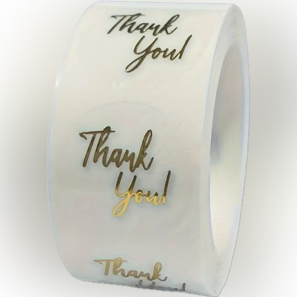 500pcs Thank You Stickers - 1" PVC Labels for Small Business, Wedding